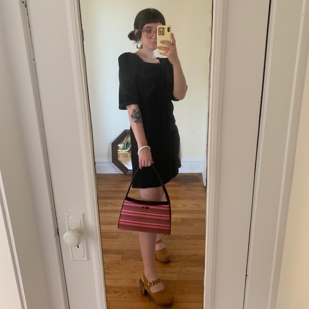 Prada LBD puff sleeves black mini dress size 28